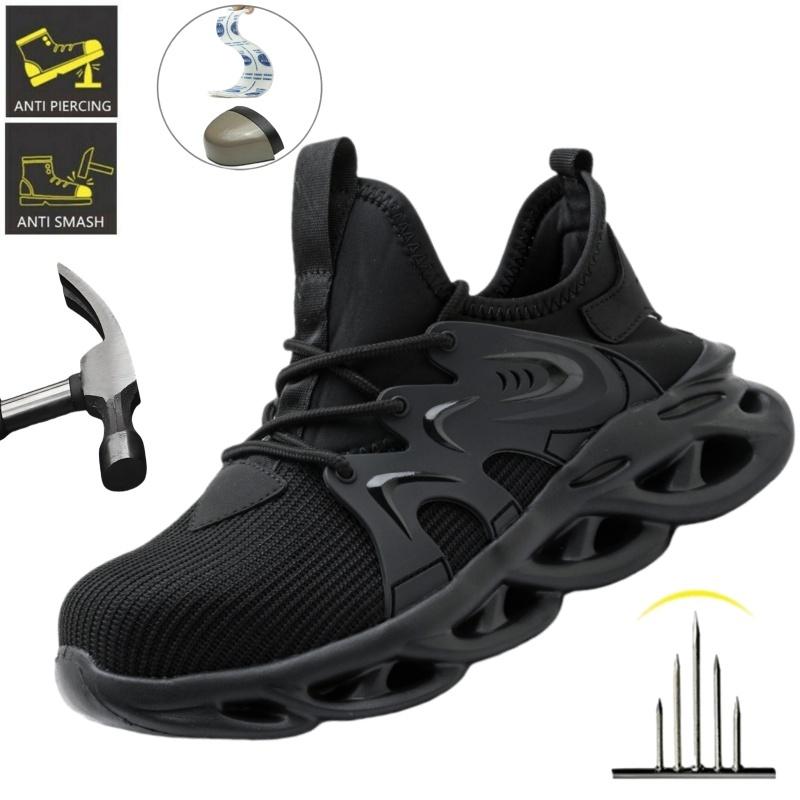 Safety Footwear Men Work Boots Lightweight Cushion Steel Toe Sneakers Puncture-Proof Work Shoes Indestructible Male Shoes
