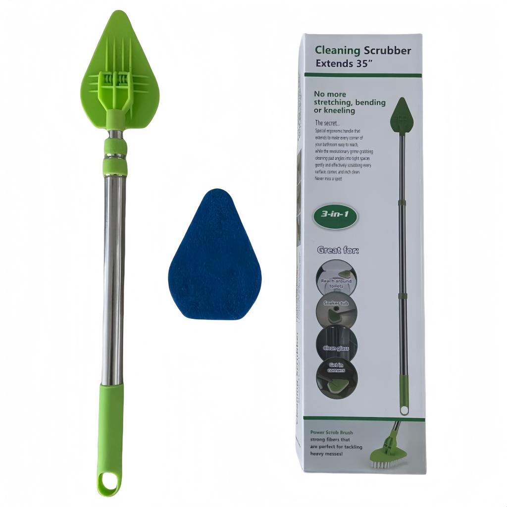 2 in 1 Scrub Cleaning 1/2/3pcs Sponge Brush with Long Handle Bristles Bathroom Toilet Kitchen Tile Wall Lightweigh Detachable