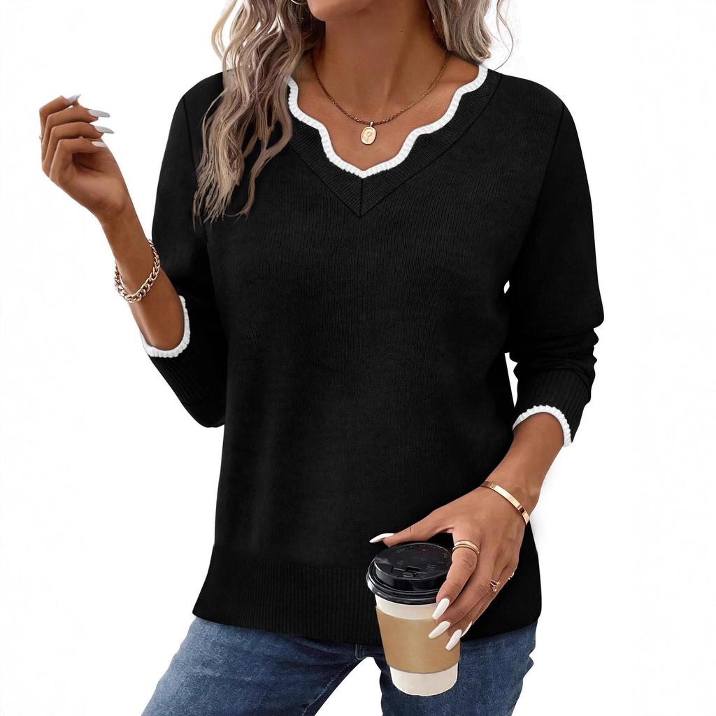Women's Casual Solid Color Knitted Pullover Sweater - Autumn/Winter Collection