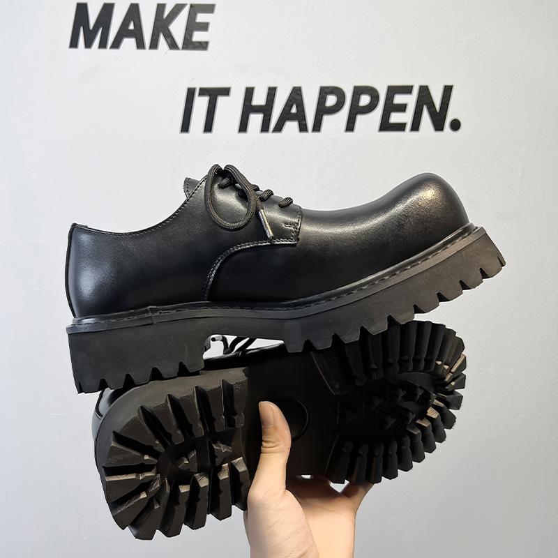 Herren Derby Schuhe mit großem Kopf, Plattform, lässig, Pendeln, runde Spitze, 2025 neue Plattform, erhöhend, Trendschuhe 1024-A