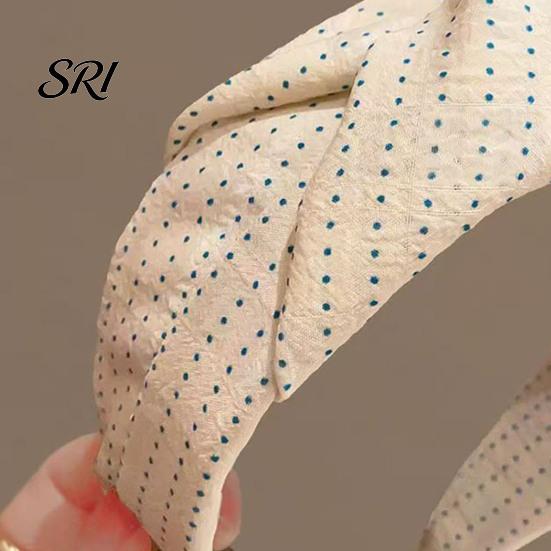 French Style Headband Women Dot Print Knotted Design Wide Brim Leisure Casual Sponge Padding Hair Hoop Accessory Rounded Head Shaping Band