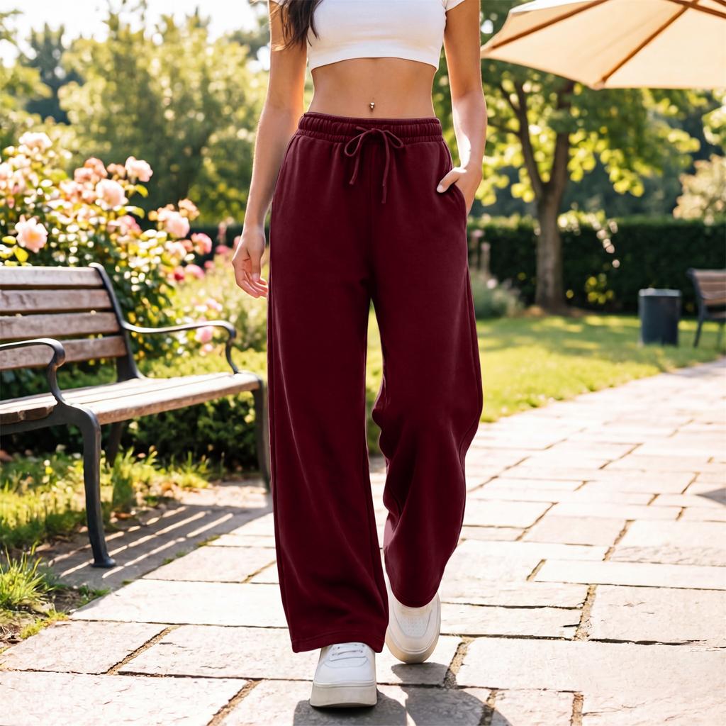 Pantaloni della tuta larghi a gamba larga da donna per allenamento casual