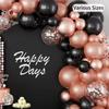 Black Rose Gold Balloon Arch Party Balloon Wreath Kit Birthday Wedding Scene Decoration