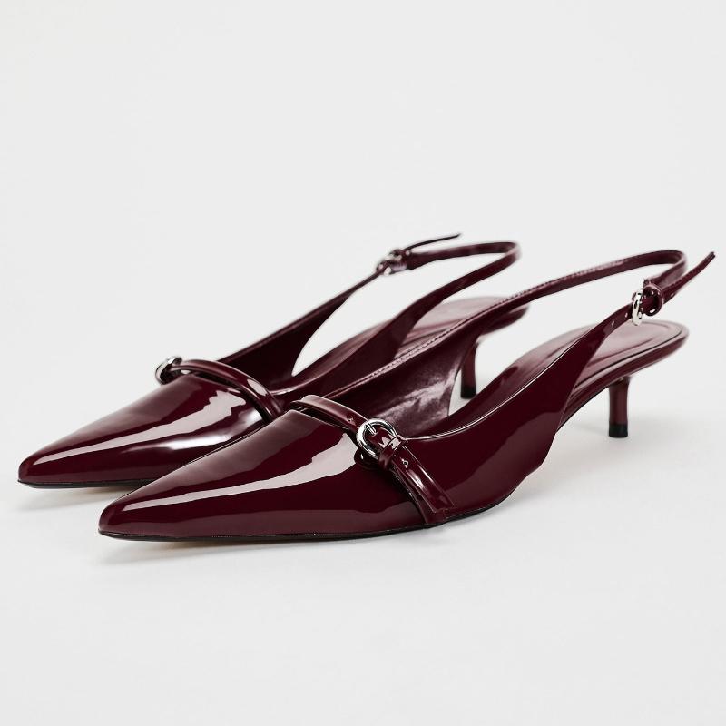 Elegant Burgundy Patent Leather Pumps Women