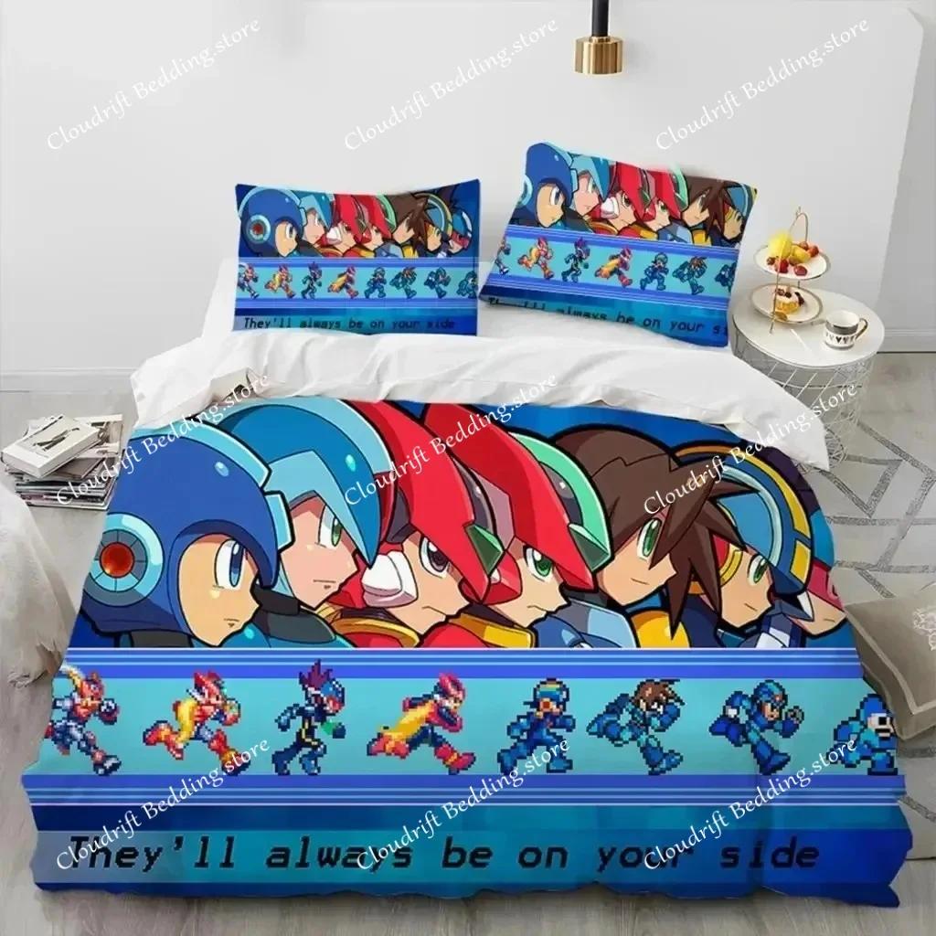 3D-Druck Rockman Megaman Spiel Cartoon Bettwäsche Set Jungen Mädchen Twin Queen Size Bettbezug Kissenbezug Bett Kinder Erwachsene026