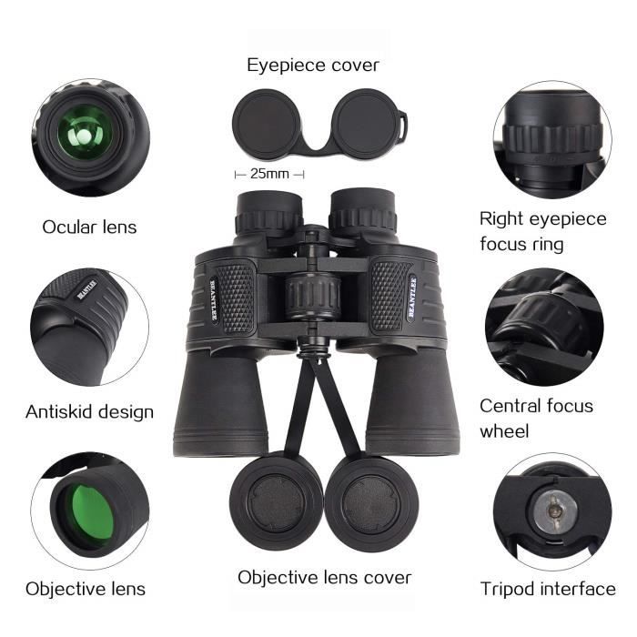 20x50 Jumelles de haute puissance pour adultes, enfants, compact, étanche avec faible luminosité Vision de nuit Télescope ju 1450