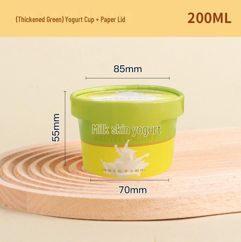 Disposable Yogurt Cup with Lid & Spoon - Thickened Food-Grade Paper for Fermentation