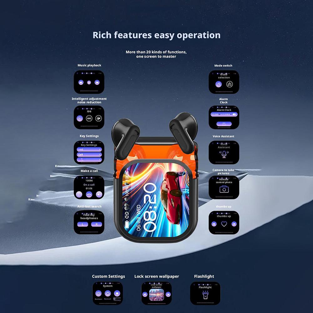 Ohrhörer Bluetooth V6 TWS Sportliche kabellose Kopfhörer KI-Übersetzer In-Ear-Ohrstöpsel mit Geräuschunterdrückung Mikrofon für Fitnessstudio Laufen Reisen