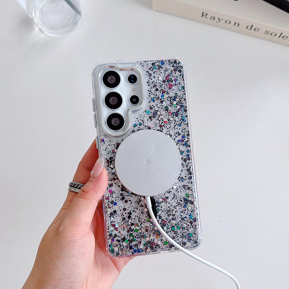 KEYSION Luxuxy Glitter Magnetic Phone Case for MagSafe for Samsung Galaxy S23 S24 S25 S26 Ultra 5G S26+ S25 Plus TPU+PC Shockproof Cover