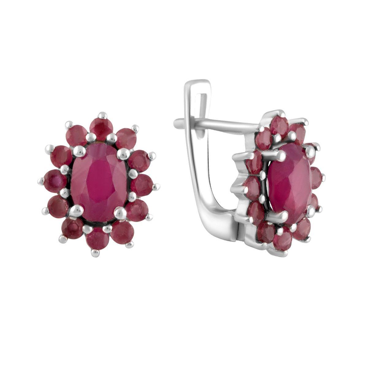 Серебряные серьги с натуральным рубином 3.65ct (1967157)