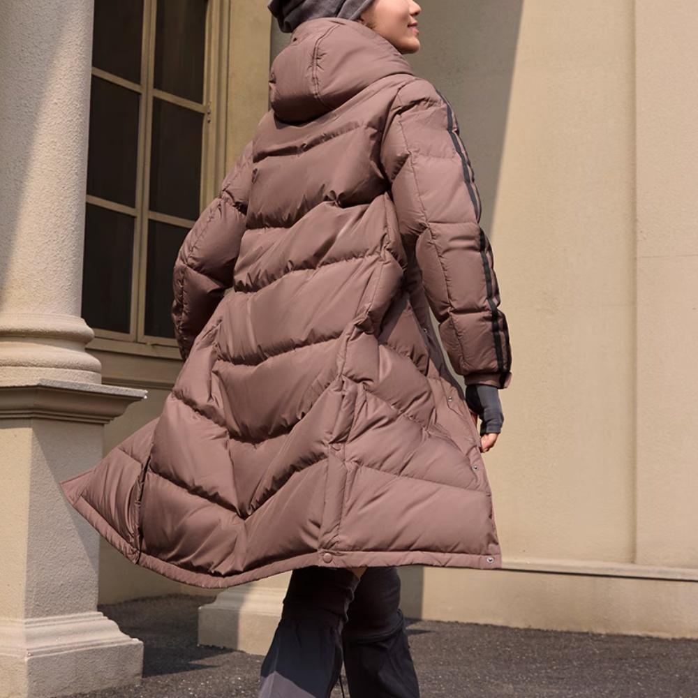 Adidas Długi Puchowy Ciepły Casualowy Długi Bawełniany Płaszcz z Kapturem Unisex Płaszcze Głęboki Brąz Ziemi JM9150