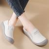 Genuine Leather Women's Flats 2 In 1 Casual Shoes Ladies Elastic Walking Shoes Slip-on Loafers Round Toe Slippers Waterproof Working Shoes