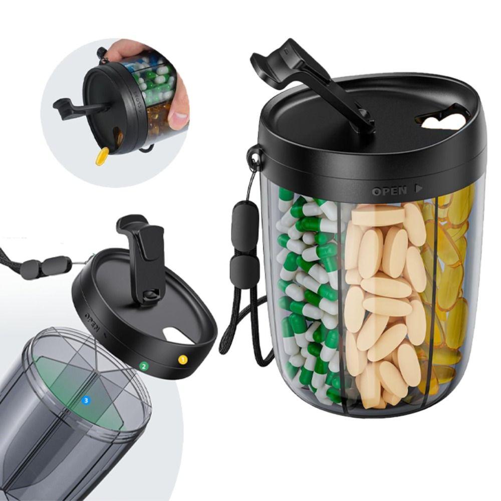 Transparent Pill Storage Containers Sealing 6 Grids Pill Dispenser Bottle Moisture-proof Pill Large Organizer for Home Office