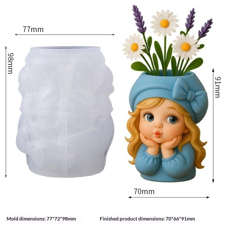 Silicone Resin Casting Molds Cute Mary Girl Shape Easy Demold Food Grade for DIY Candle Chocolate Fondant Craft Making