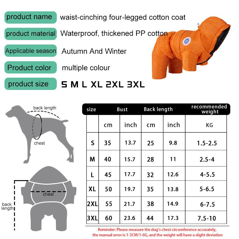 Waterproof Winter Dog Coat Pet Clothes Puppy Clothing Vest Warm Dog Clothes