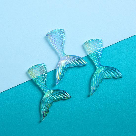10Pcs Resin Accessories Shiny Lovely Flat Colorful Fish Tail Mini Back Ornament Tail Mermaid Charms Hairbow