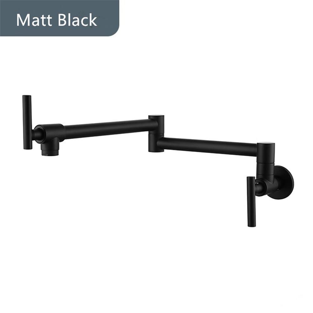 Tuqiu Rose Gold Pot Filler Tap Wall Mounted Foldable Kitchen Faucet Single Cold Sink Tap Rotate Folding Spout Chrome Gold Brass