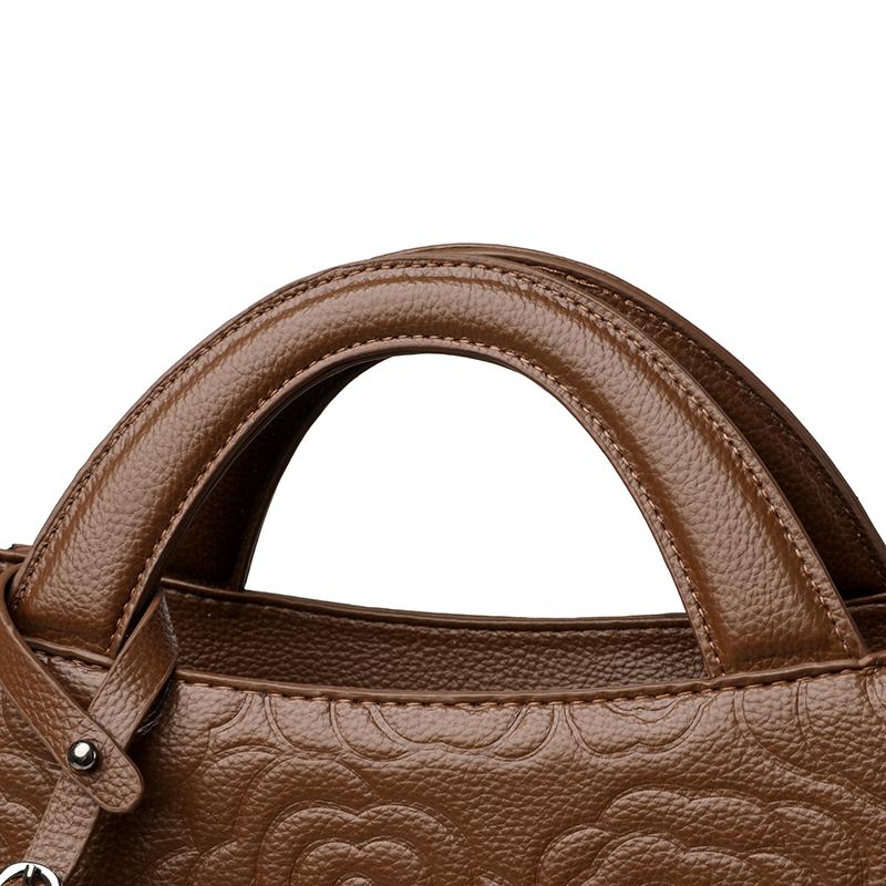 Elegant Embossed Flower Design Faux Leather Tote Bag with Adjustable Shoulder Strap