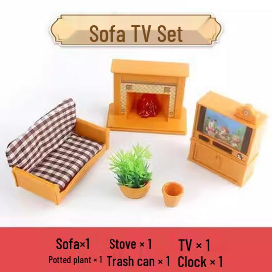 Miniature Dollhouse Furniture Toys: Living Room & Kitchen Tabletop Decor
