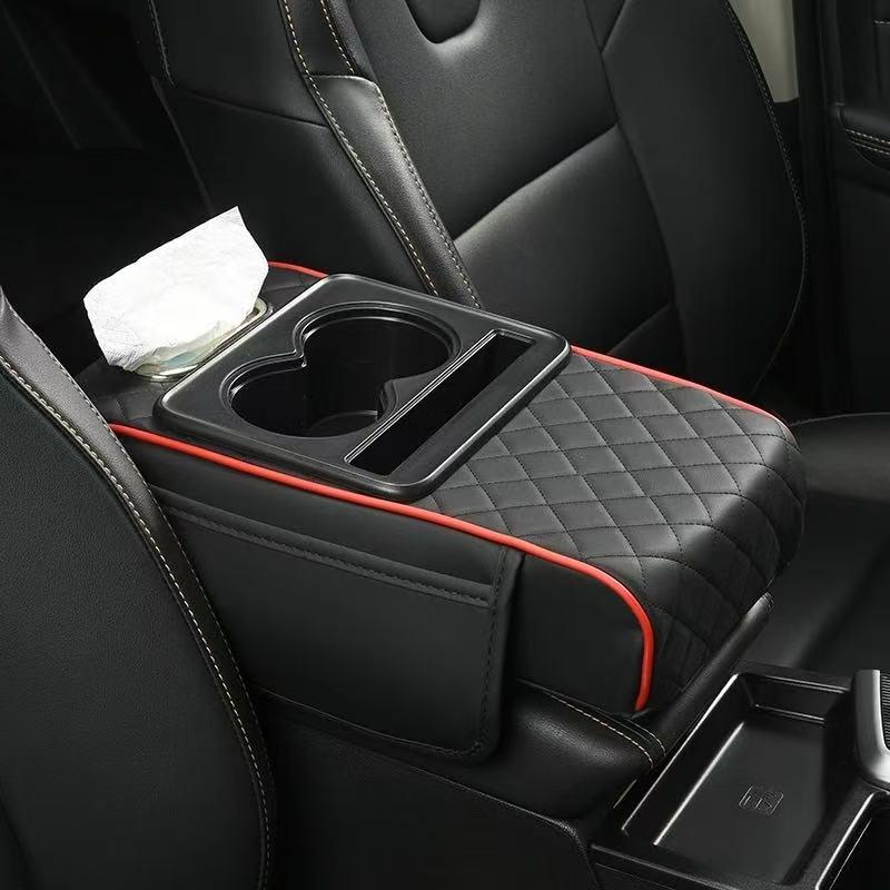 Auto Center Console Armrest Cushion With 2 Cup Holder Armrest Heightening Pad Auto Amrest Pillow Cover Pad for All Seasons