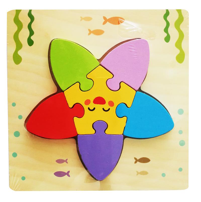 Wooden Simulation Cartoon Vehicle Animal Puzzle Early Childhood Education Building Block Children Baby Cognitive Three-Dimensional Puzzle