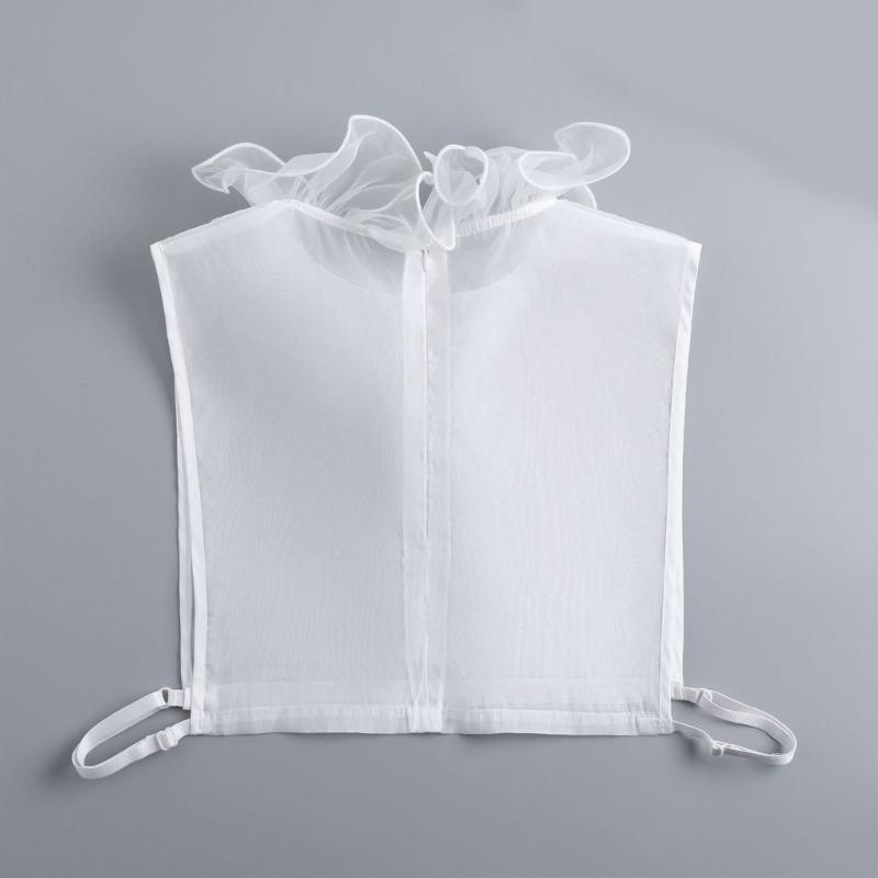 Ruffle Lace Faux Collar Detachable Neckpiece Decorative Collar Insert Half Shirt Accessory For Women Outfit Enhancer