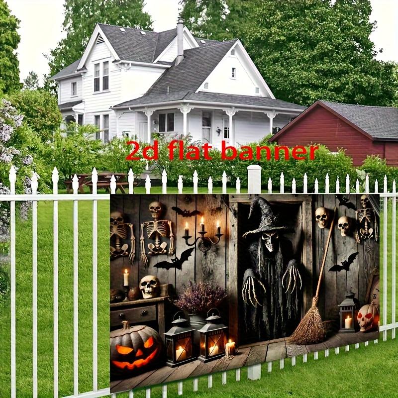 2D flat canvas, 1 piece, eerie Halloween porch scene background wall decorationzyc