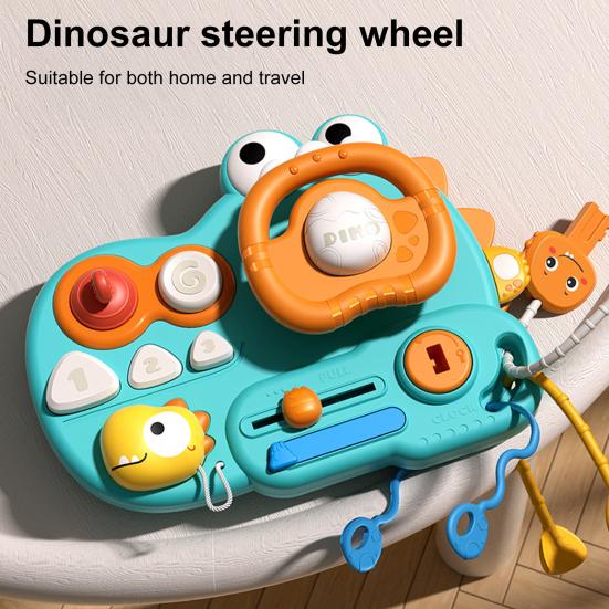 

Мультяшный динозавр, игрушечный руль, мелкая моторика, интерактивная бизи-доска для малышей, мальчиков и девочек, образовательная симуляция, вождение, игрушечный руль