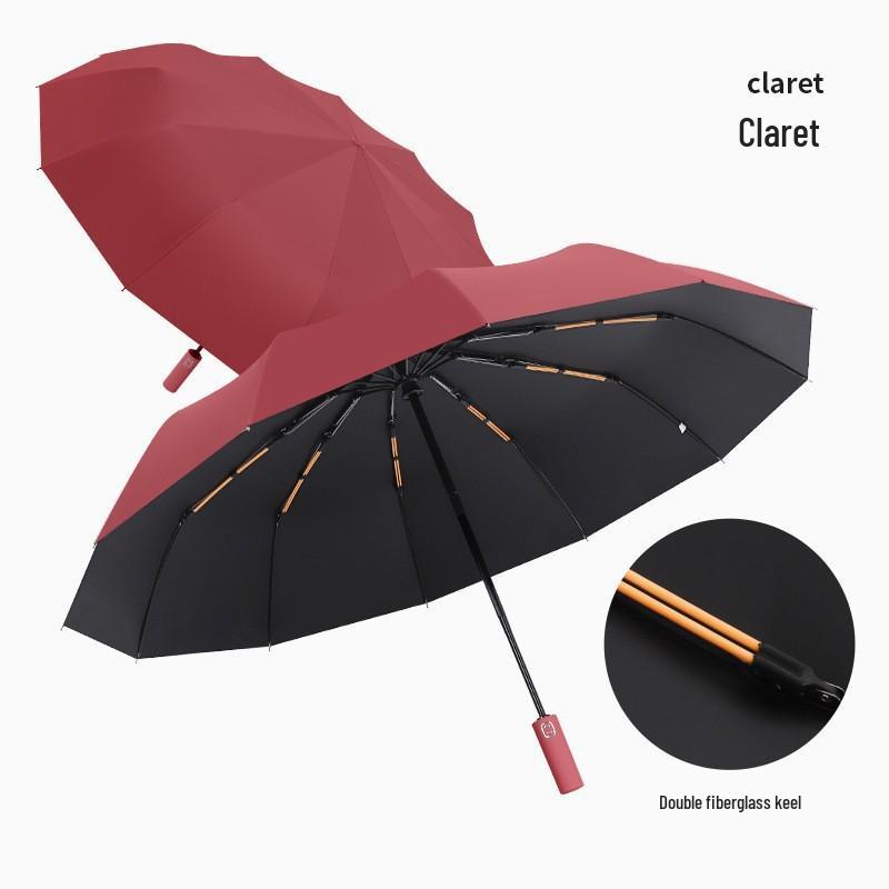 Men's XL 10-Rib Dual-Use Automatic Folding Umbrella for Sun & Rain