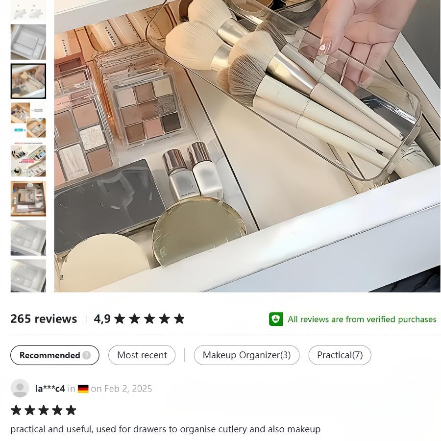 high quality8pcs Set of Transparent Acrylic Cosmetic Storage Boxes, Drawer Built-in Separation and Organizing Box, Desktop Office Stationery Storage