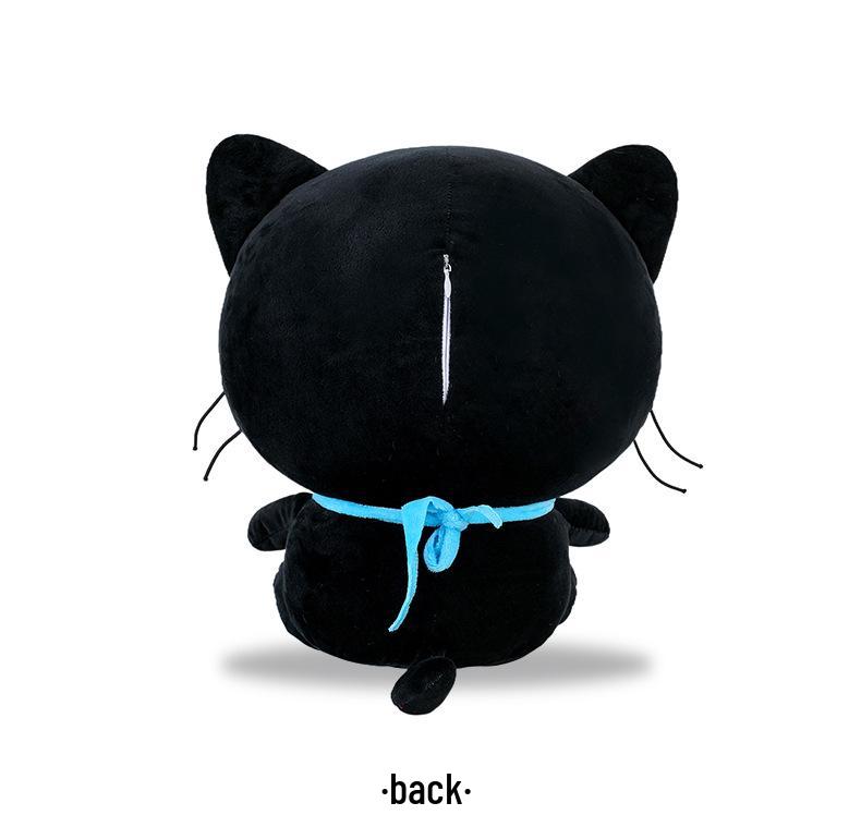Adorable Dazed Black Cat Plush Toy with Scarf - Perfect Birthday Gift for Children
