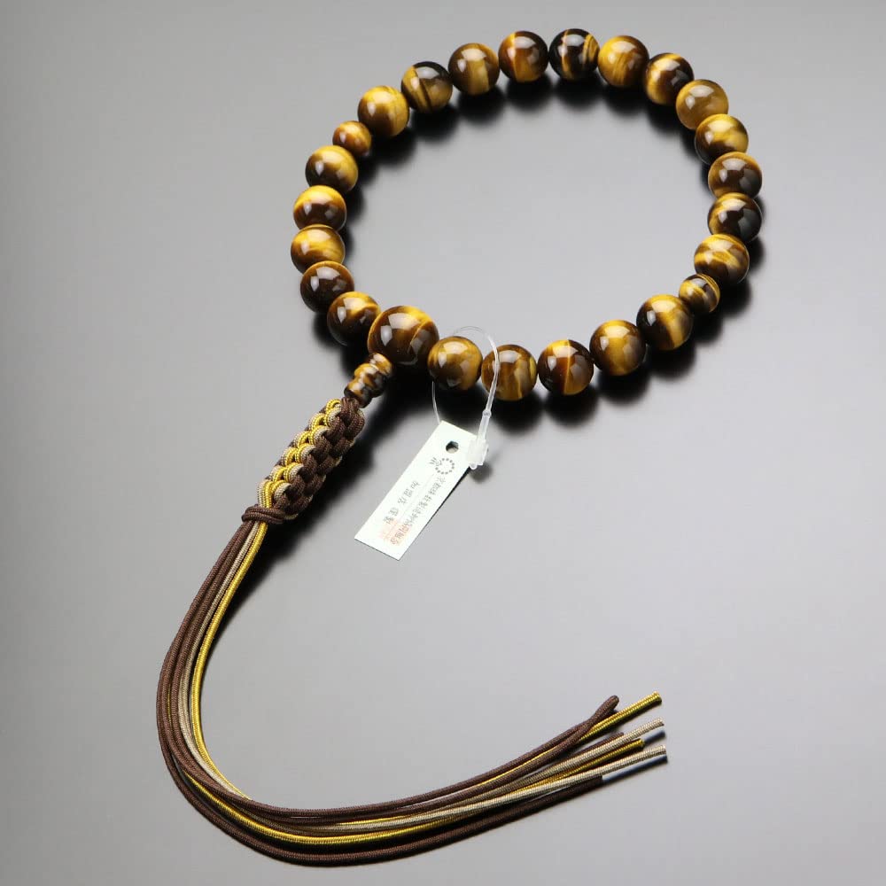 Jodo Shinshu Prayer Beads for Men 22 Beads Tiger Eye Stone String Prayer Kyoto Prayer Shinshu Tiger Eye Tiger Memorial Kyoto Buddhist My Prayer Beads