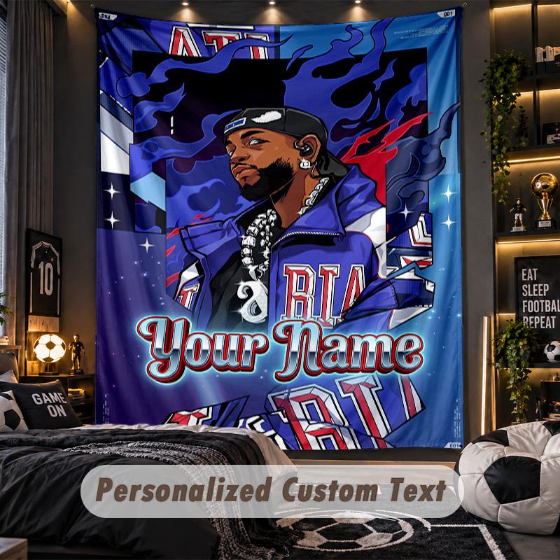 Personalized Wall Tapestry,Kendrick Lamar Custom Printed Name, Fabric Wall Art For Indoor Room Backdrop