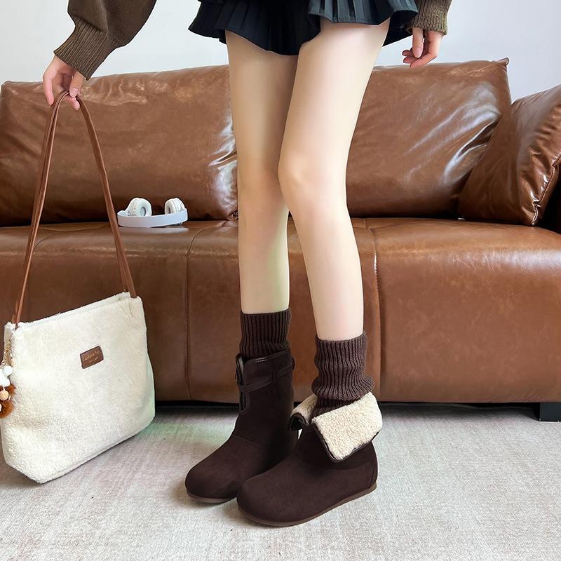 

Wool version~ small belt non-slip invisible inner height increase short boots women s warm snow boots two wear velvet cotton shoes 40