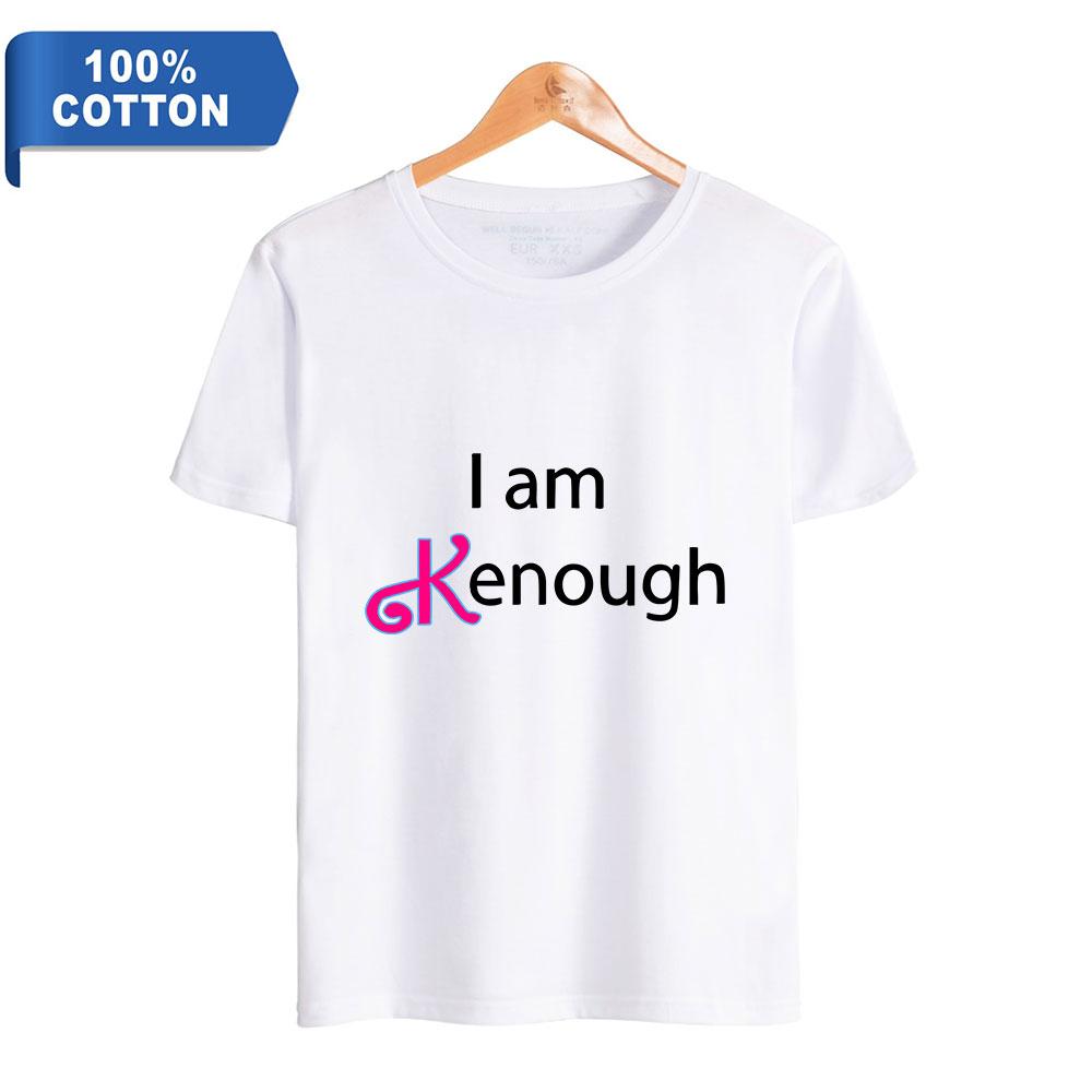 

Summer Women Men Fashion for Fans of Movie Barbie I Am Kenough Casual Letter Printed Cotton Short Sleeve T-shirts