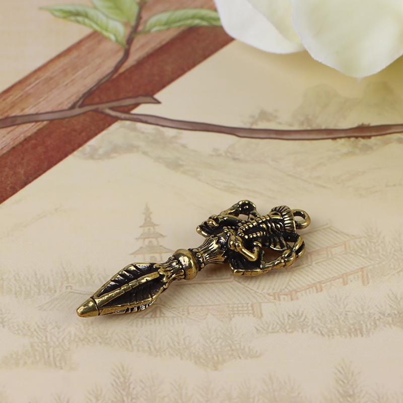 1Pc Cross Vajra Brass Car Key Chain Pendant Buddhism Dharma Lanyard Bodhi Beads Motorcycle Keychain Rope Pendant