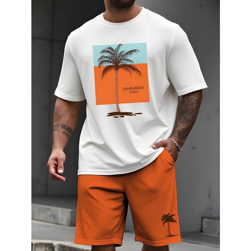 Summer Men's Sportswear Short Sleeve T-shirt Suit Two-piece Outdoor Travel Clothing Oversized Man Shorts Training Clothes