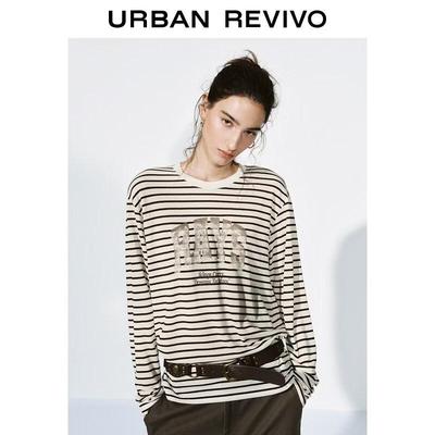 Women's Contrast Stripe Distressed Print Loose T-Shirt