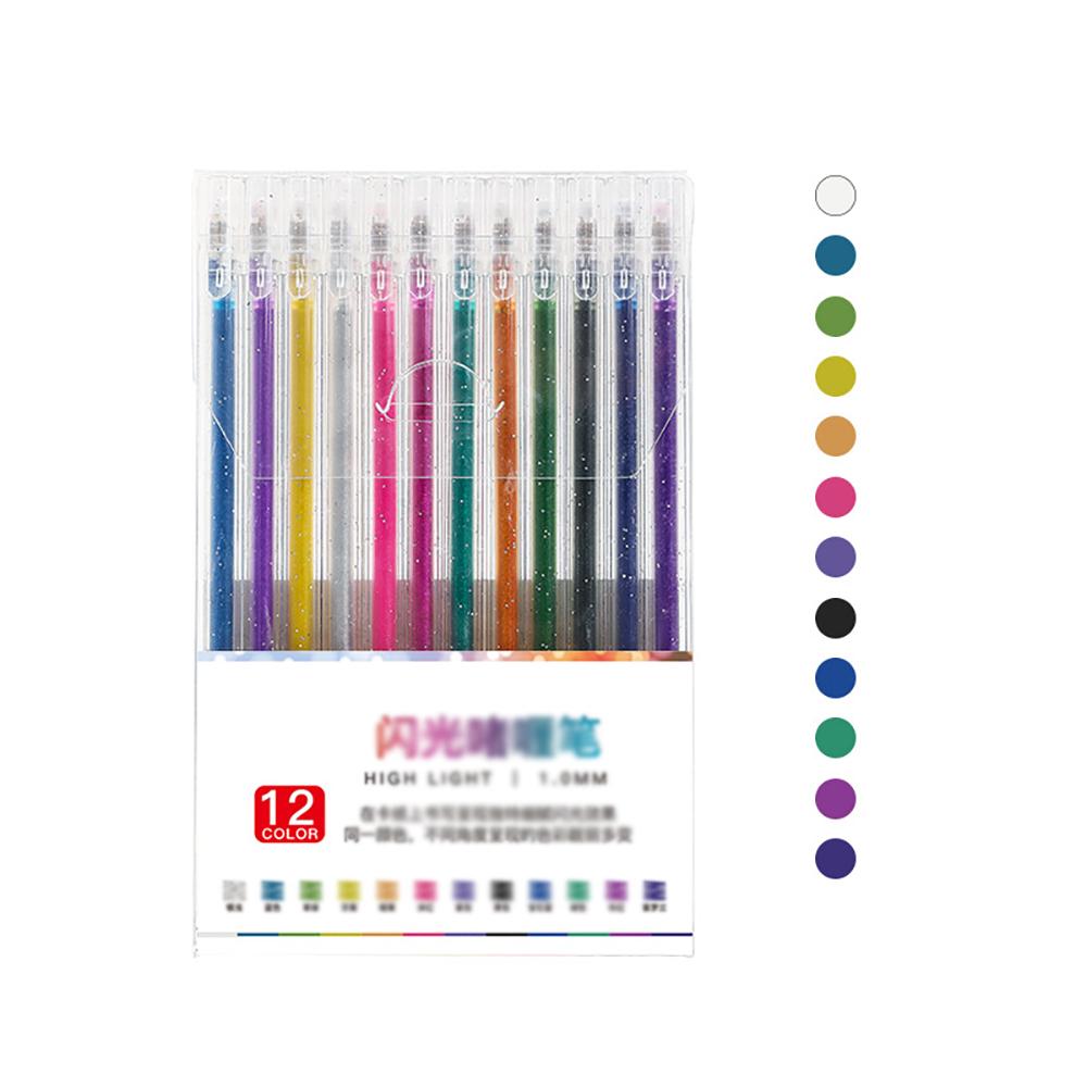 8/12Color glitter gel pen, color neutral pen, fluorescent marker pen, student specific marker pen