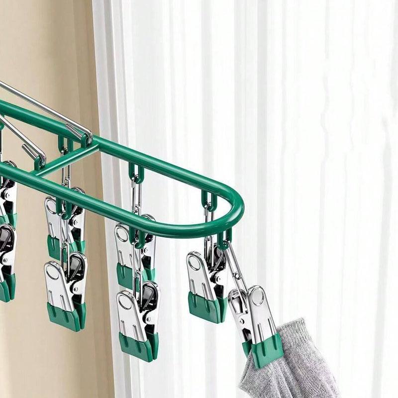 Clothes and Socks Drying Rack, Stainless Steel Underwear Dryer Washing Rack with Windproof Hook for Hanging Towel Bra Gloves Clo