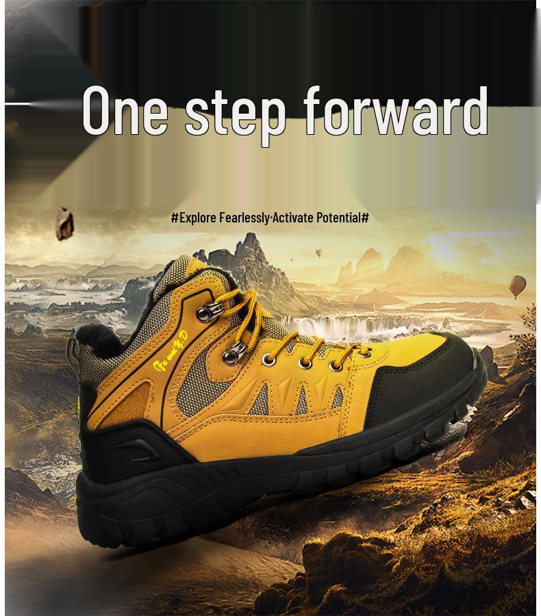 Unisex Winter High-Top Cotton Shoes with Velvet Lining - Cold-Proof, Warm Ankle Boots for Outdoor Sports and Hiking.