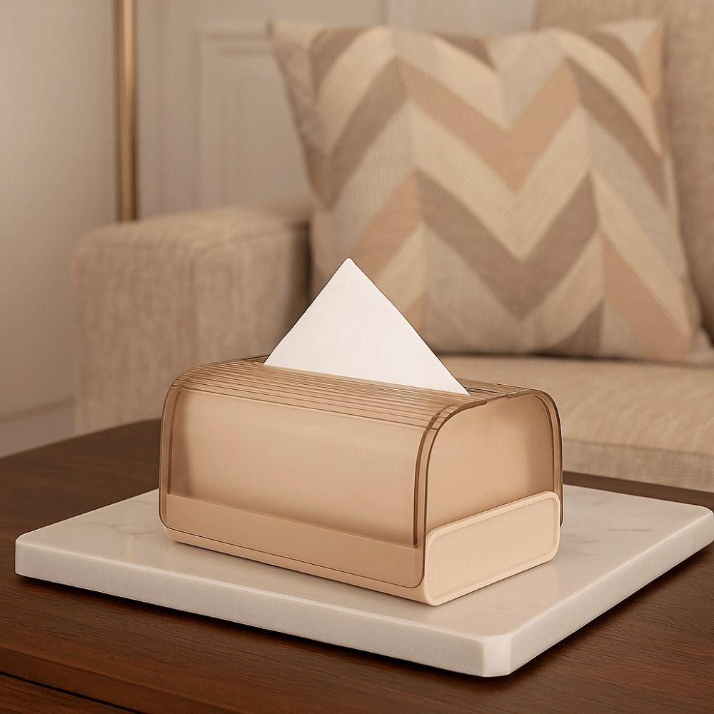 Plastic Clear Tissue Box Spring Support Storage Box Modern Paper Box  Desktop