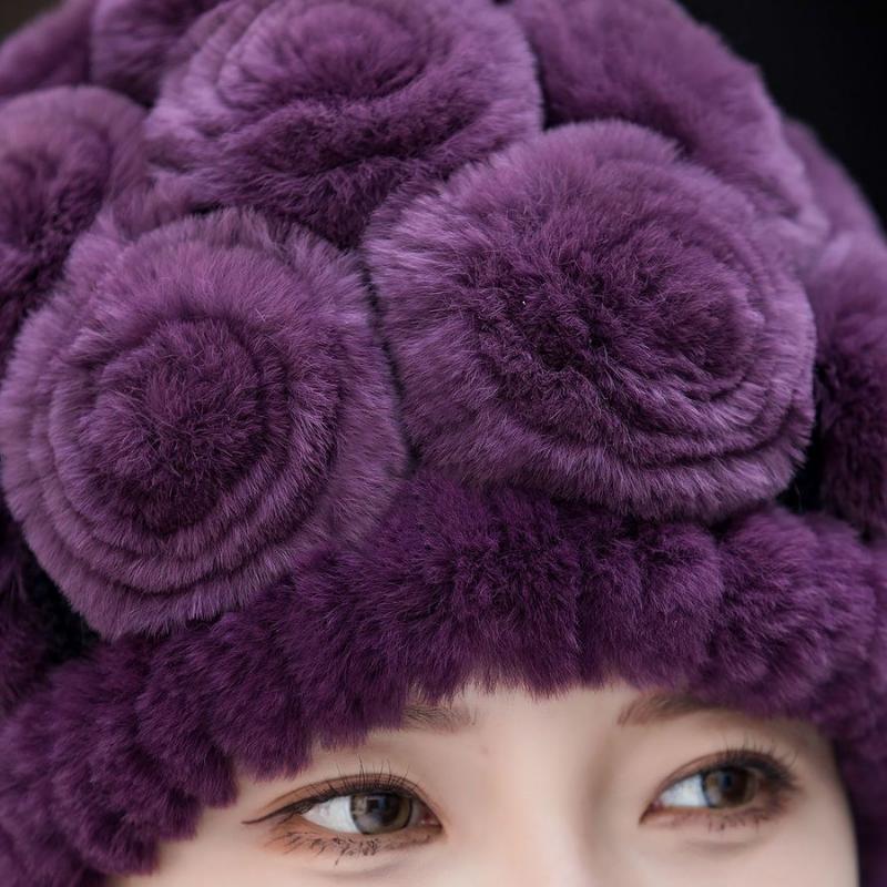 Woman Autumn Winter Warm Hat Otter Rabbit Fur Hat Versatile Ear Protection Cap Knitted Fur Hat Scarf Set