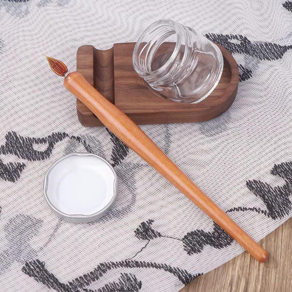 Afgesloten Container Vulpen Inkt Houder Houten Stang Vulpen Opbergrek Gereedschap Kunst Schrijven