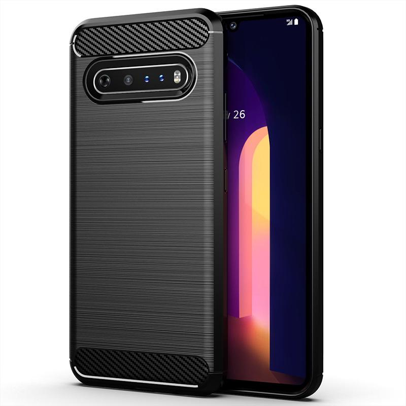 Shockproof Silicone Case for LG V60 ThinQ 5G Soft Back Cover for Lg V60 Lgv60 Thinq Brushed Carbon Fiber Case
