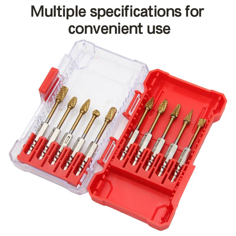 10pc golden hard alloy double stripe rotary file tungsten steel grinding head woodwork mill cutter electric grind polish tool
