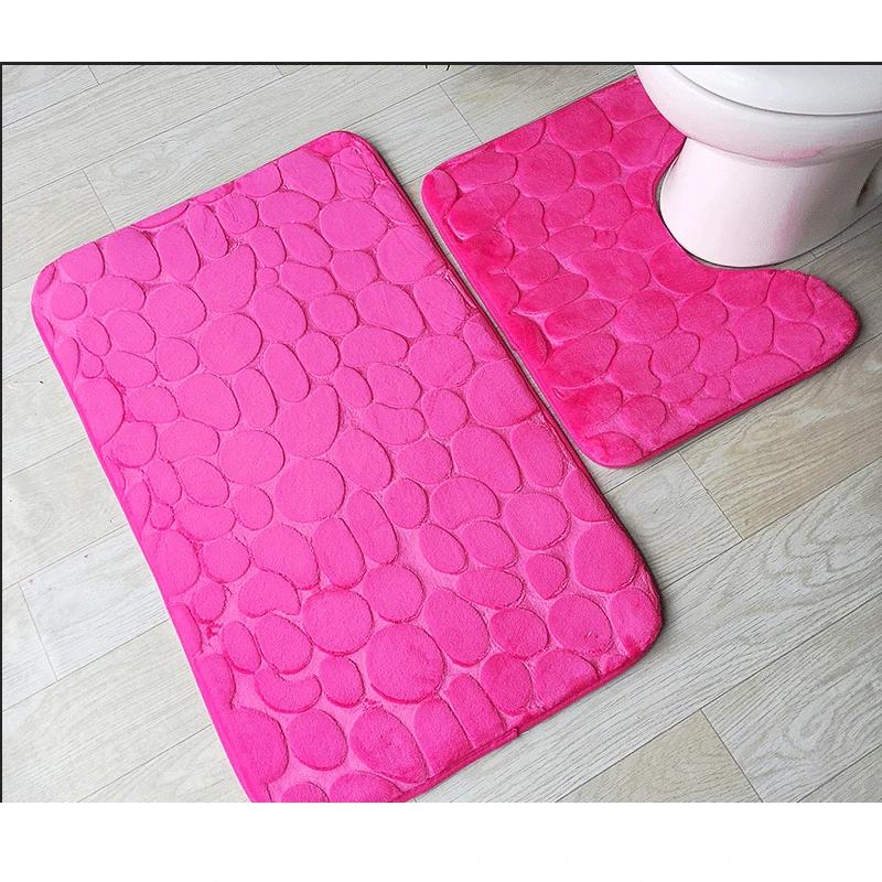 

3-Piece Bathroom Rug, 2-Piece Anti-Slip Soft Bath Mat, Shower Mat Set, Toilet Cover, Floor Mat