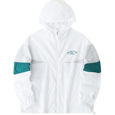 Lifestyle Series Color Block Letter Zipper Hooded Lightweight UV Protection Sun Protection Jacket Women Jackets Snow-White 162428601-2