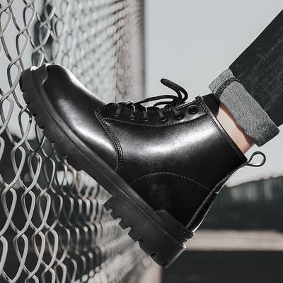 Autumn Winter Mens Motocross Boots New Fashion Vintage British Leather Boots Fashion Casual Black Platform Winter Shoes for Men