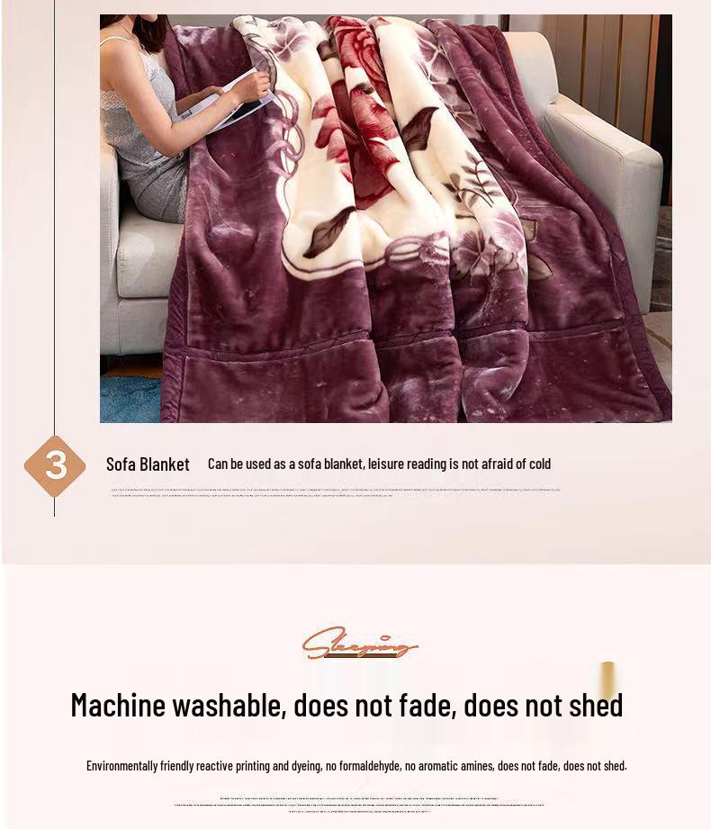 New Double-Layer Raschel Blanket - Thick Winter Nap Cover & Wedding Gift